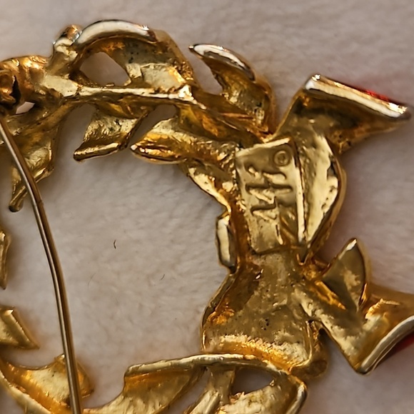 VTG AAI Christmas Wreath Bow Holiday Brooch Pin - Picture 5 of 5